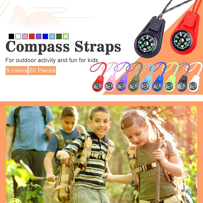 50 Pack Compass for Kids Mini Compasses Bulk Kids Toy Compass for Party - Image 2