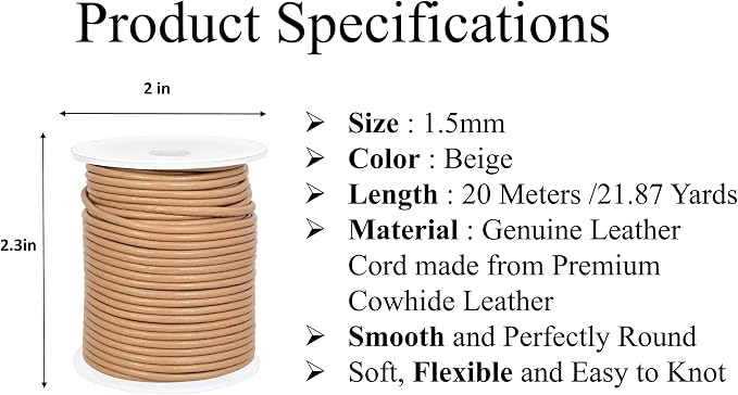 GENIQUE Real/Genuine Round Leather String Cord - Image 2