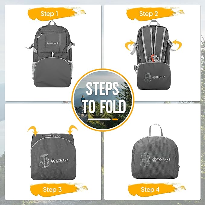 ZOMAKE Lightweight Packable Backpack 35L, Light Foldable Backpacks Water - Image 5
