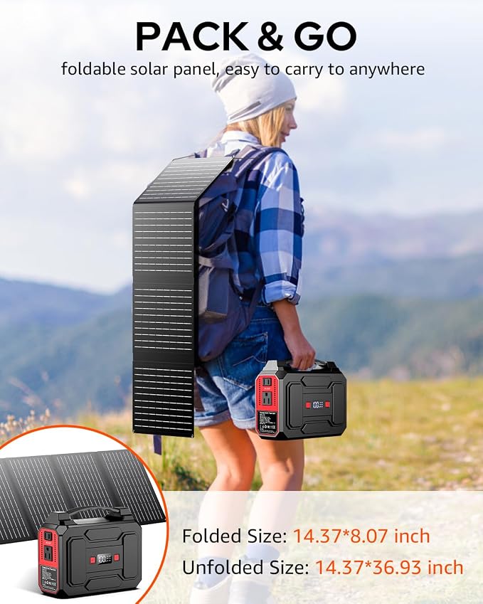 Solar Powered Generator 200W Peak/100W Rated, Portable Solar Generator Power - Image 5