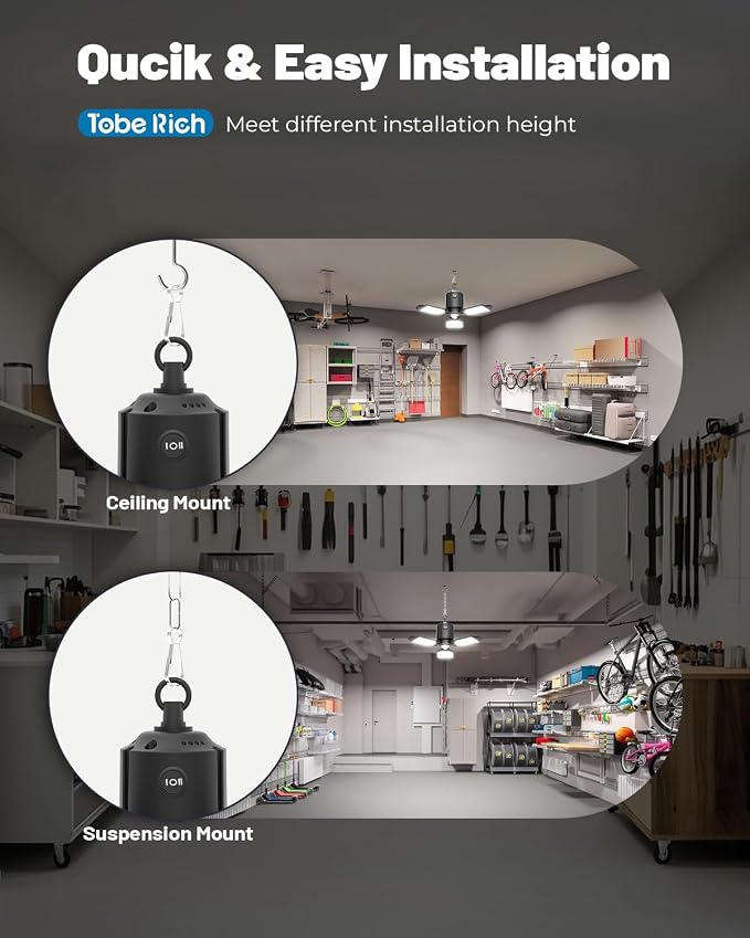 toberich 4 Pack Plug in Motion Sensor Garage Light - Image 5