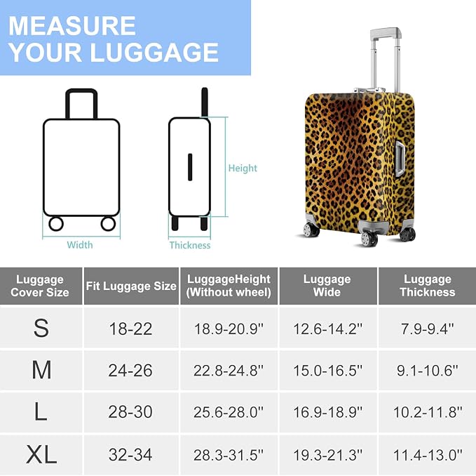 ANNA QUEEN Vintage Leopard Pattern Travel Luggage Cover -Stretchable Airplane - Image 7