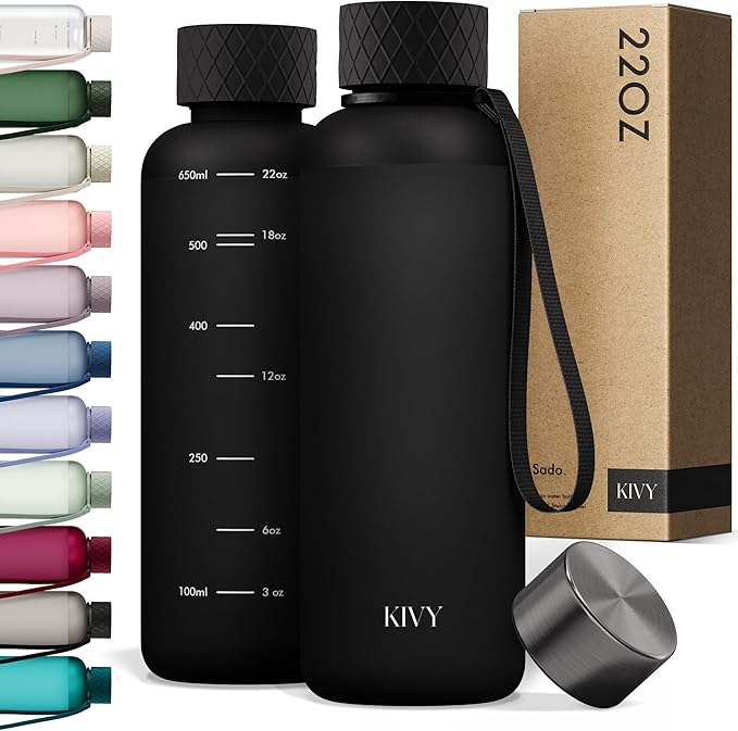 KIVY Slim Water Bottle 22oz Leak Proof Bottle by KIVY