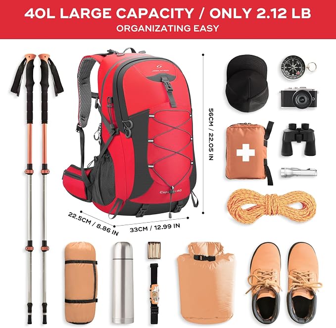 Maelstrom Hiking Backpack, Camping Backpack, 40L Waterproof Hiking Daypack - Image 2