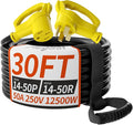 PlugSaf NEMA 14-50P/14-50R 30 FT 50 Amp RV/EV Extension Cord Outdoor by PlugSaf