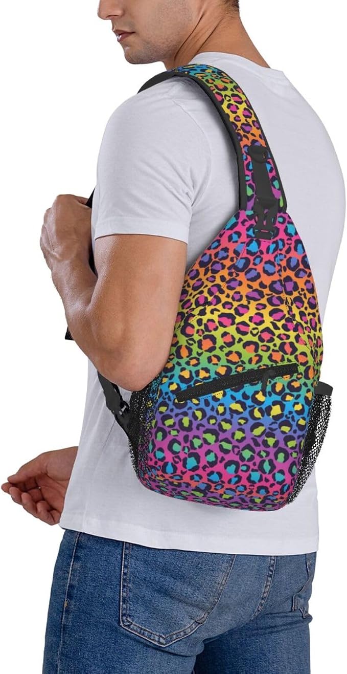 Rainbow Leopard Print Crossbody Sling Bags - Image 7