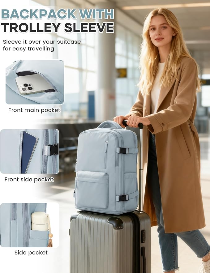 WONHOX Large Travel Backpack Carry on Flight Approved Laptop Work Business - Image 6