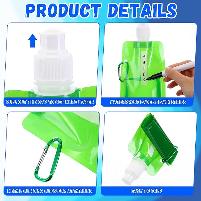 Teenyyou 48 Collapsible Water Bottles Bulk 16 oz - Image 4
