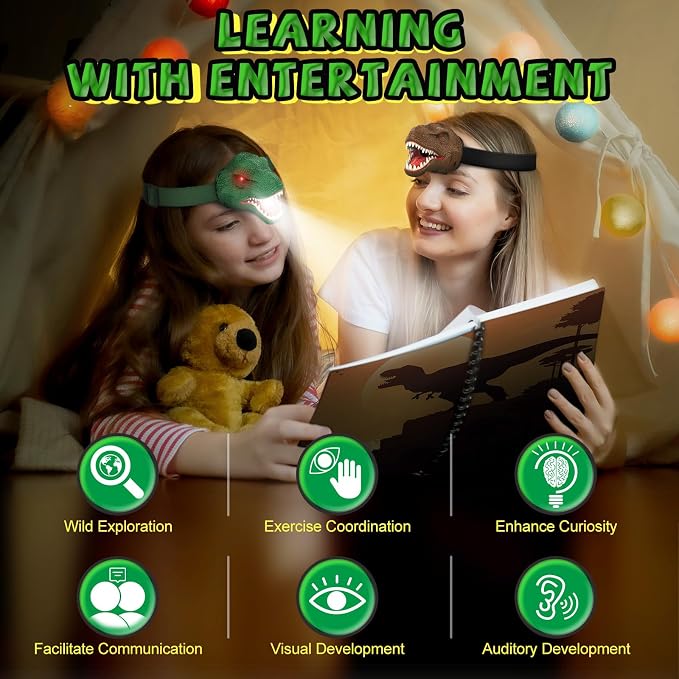 Nitigo Dinosaur Headlamp for Kids Flashlight Led Headlights Roar & Silent Mode - Image 7