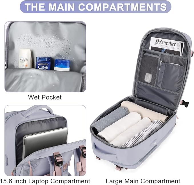 coofay Large Travel Backpack For Women Airline Approved Carry On Backpack - Image 4