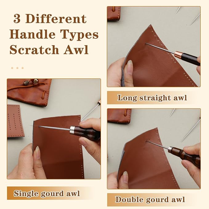 ZXIIXZ 3 Pack Leather Scratch Awl Tool, Awl Tool Sewing - Image 4