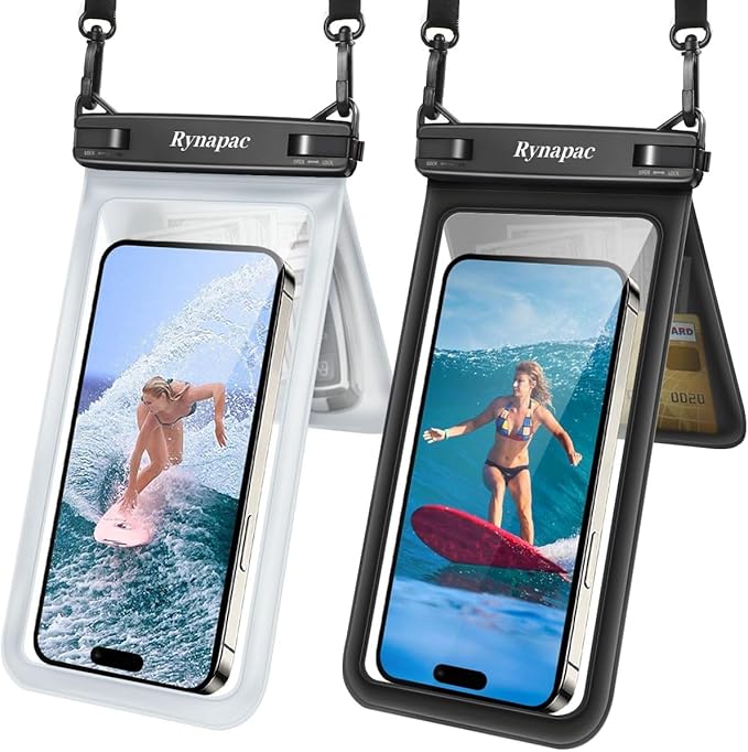 Rynapac IPX8 Waterproof Phone Pouch 2 Pack, Double Space Waterproof Phone Case by Rynapac