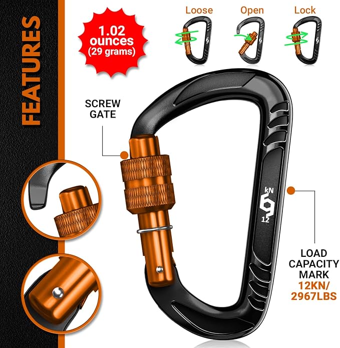 Rhino Produxs 12kN Heavy Duty Carabiner Clips, - Image 3
