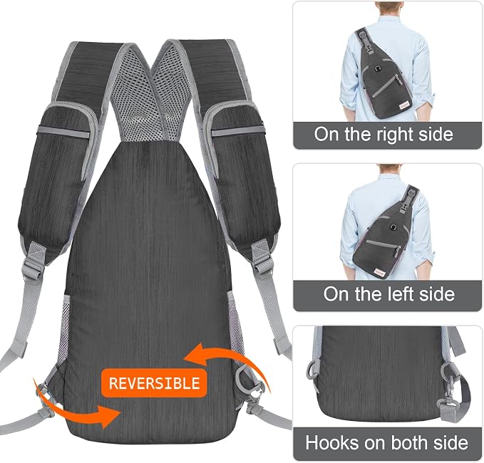 ZOMAKE Sling Bag, Small Crossbody Sling Backpack, Water Resistant Shoulder - Image 5