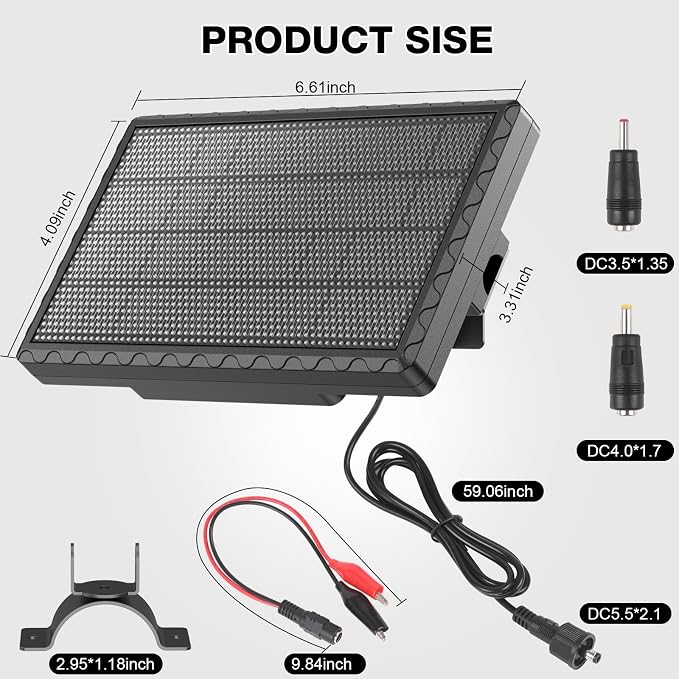 Solar Panel for Deer Feeder, 6V 1.98W Solar Panel Outdoor IP65 Waterproof - Image 2