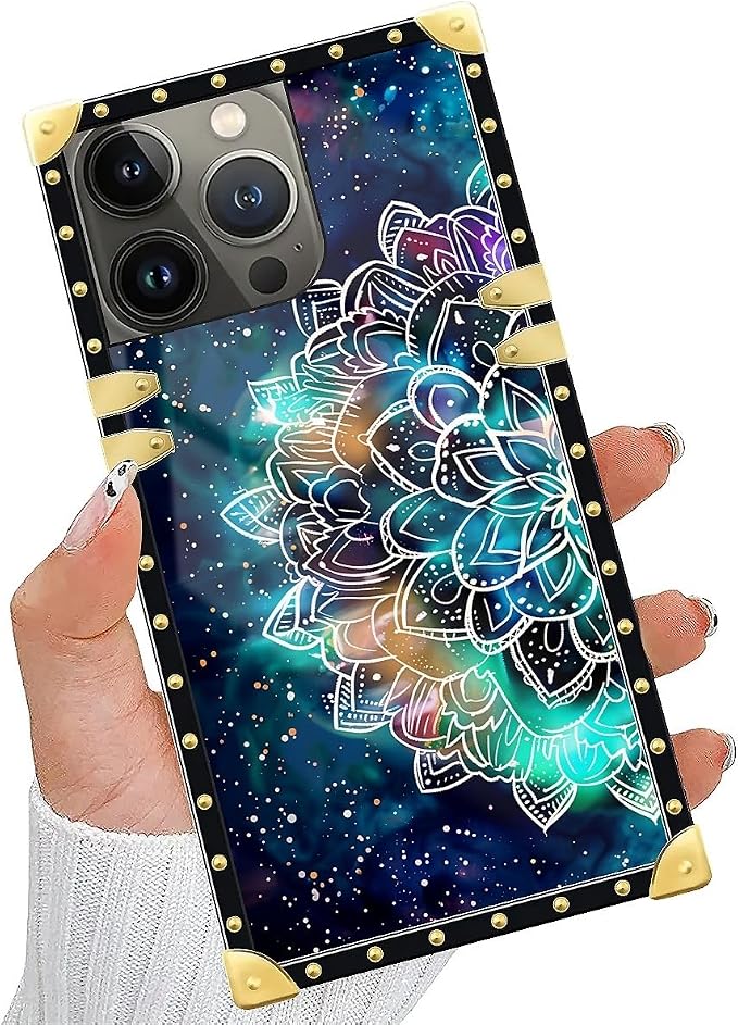 Compatible with iPhone 14 Pro Case, Starry Sky Colourful Mandala Luxury Golden - Image 6