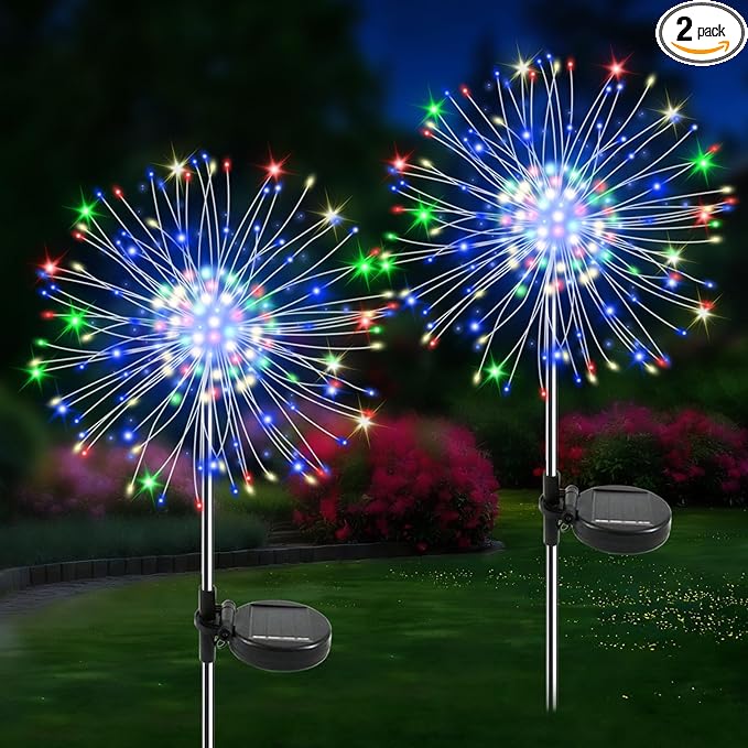 Solar Garden Lights Outdoor, 2 Pack 120 LED Twinkling Firework Lights Decorative by Unknown
