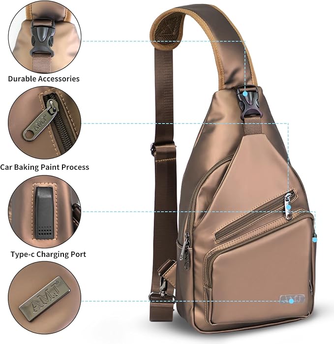 AMJ Crossbody Sling Bag Men Women, Casual Shoulder Backpack, Chest Daypack - Image 3
