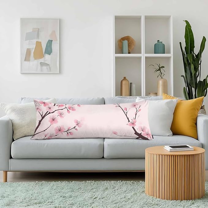 Couch Pillows Decorative Body Pillow Cover Cherry Blossom, Japanese Cherry Pink - Image 2