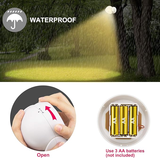 HONWELL Battery Operated Motion Sensor Light Outdoor Wireless Waterproof - Image 3