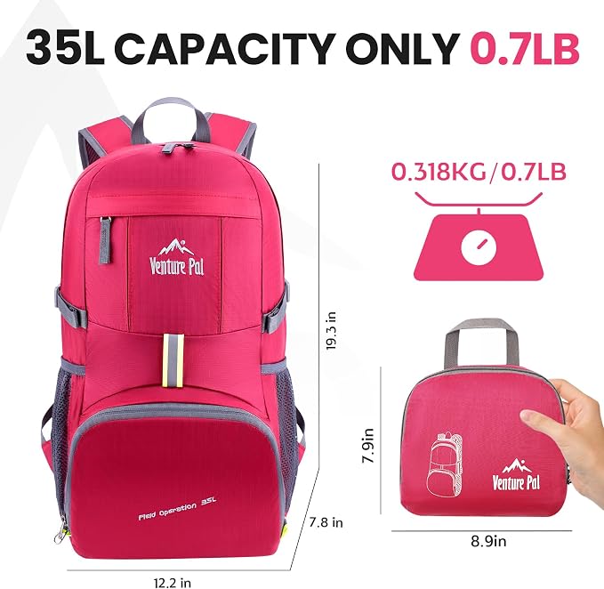 Venture Pal 35L Ultralight Lightweight Packable Foldable Travel Camping Hiking - Image 5