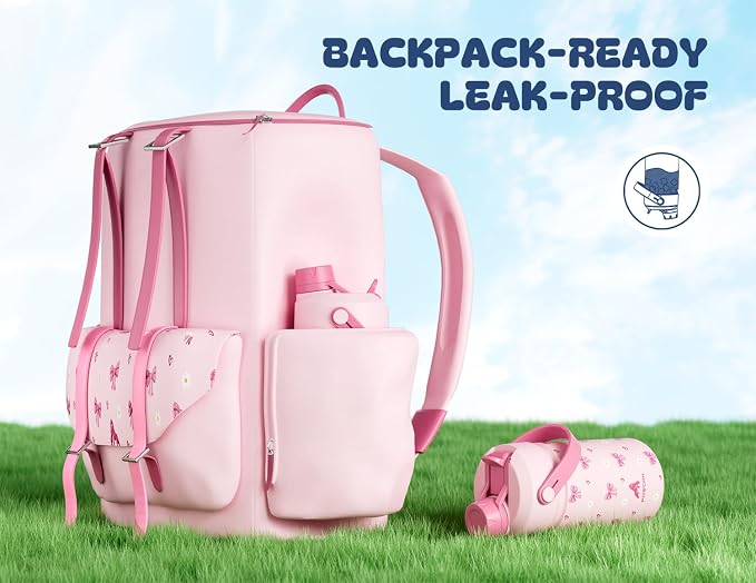 12 oz Insulated Water Bottle for Girls: 2-in-1 Straw Spout Lid, Easy Carry - Image 5