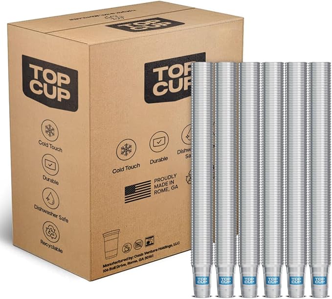 Top Cup – Reusable Aluminum Party Cups – 9oz | 645ct Bulk Pack | Cold-Holding by TopCup
