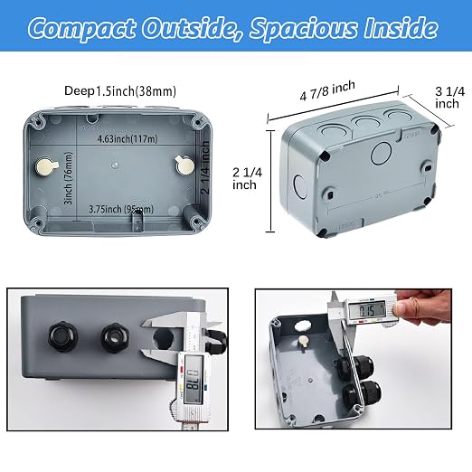 4PK Electrical Junction Box, Nineleaf IP66 Weatherproof Junction Box, 4.9"x - Image 6