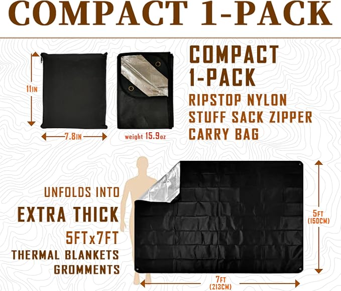 Heavy Duty Survival Blanket -Multifunctional Reflective Tarp Thermal Blanket - Image 2