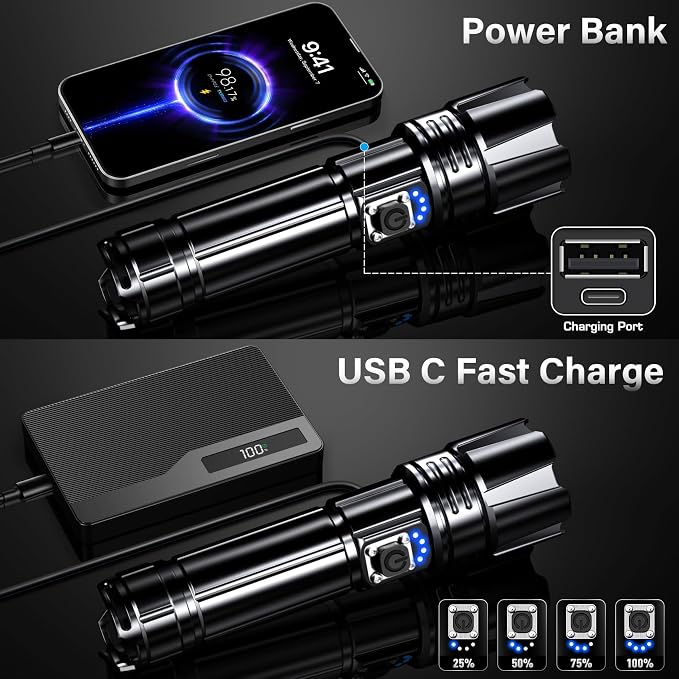 AKNEAR Rechargeable LED Flashlight 99000 High Lumens, Super Bright Flashlights - Image 6