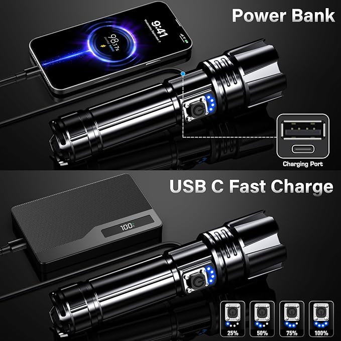 AKNEAR Rechargeable LED Flashlight 99000 High Lumens, Super Bright Flashlights - Image 5