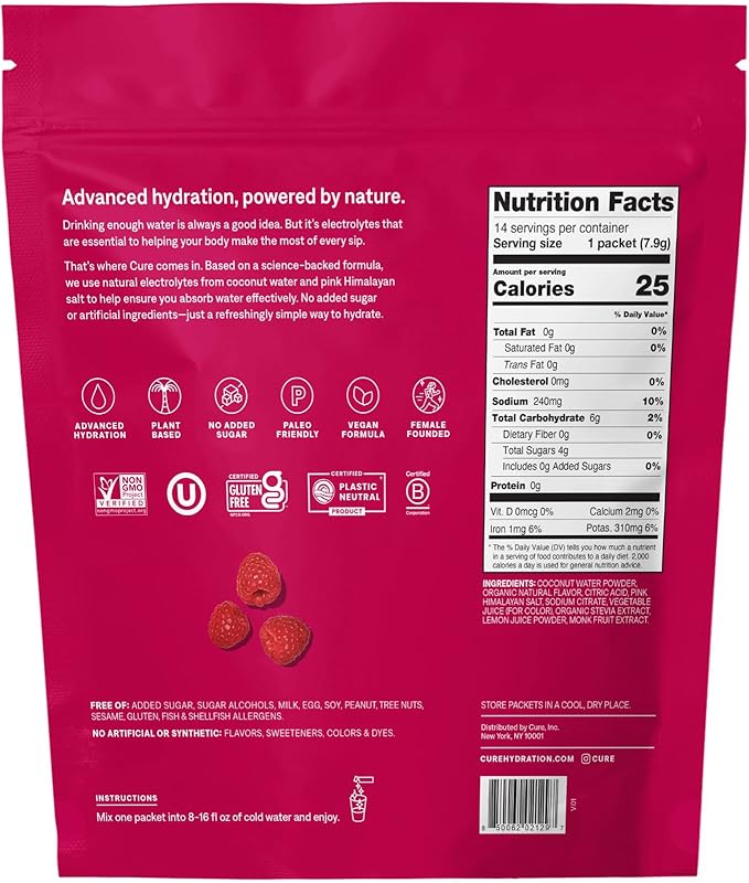 Cure Hydration | Plant-Based Electrolyte Drink Mix | No Added Sugar | - Image 2