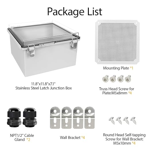 LeMotech Electrical Box, IP67 Waterproof Hinged Clear Cover Stainless Steel - Image 8