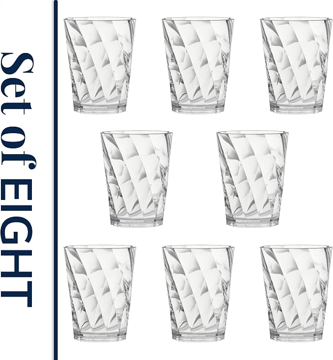 US Acrylic Optix Plastic Reusable Drinking Glasses 14oz Rocks Cups in Clear | - Image 8