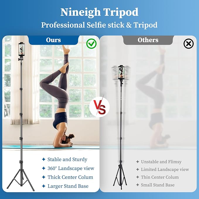Nineigh Phone Tripod, Aluminum Alloy Selfie Stick Tripods, Compatible - Image 7