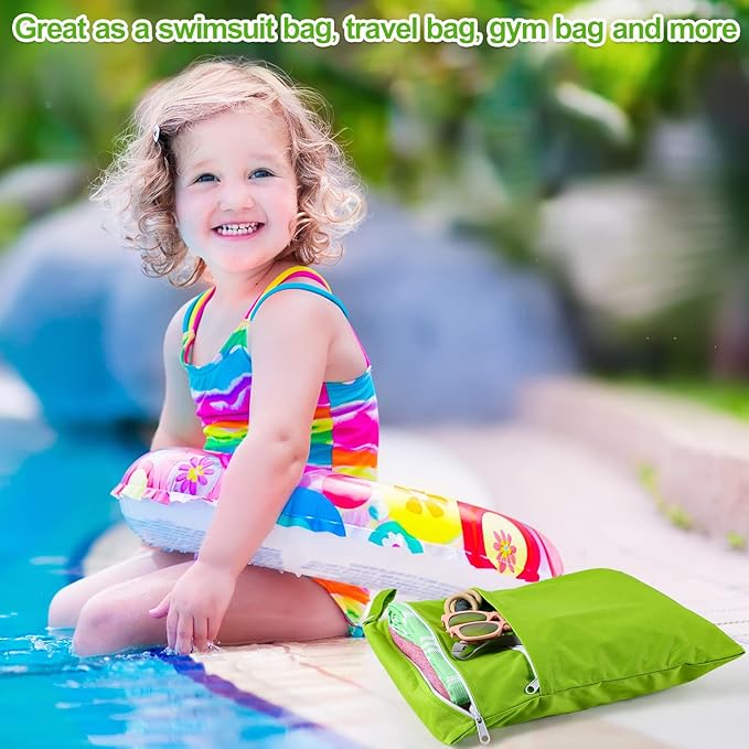 Woanger 10 Pack Wet Dry Bags for Baby Cloth Diapers Waterproof Reusable Travel - Image 6