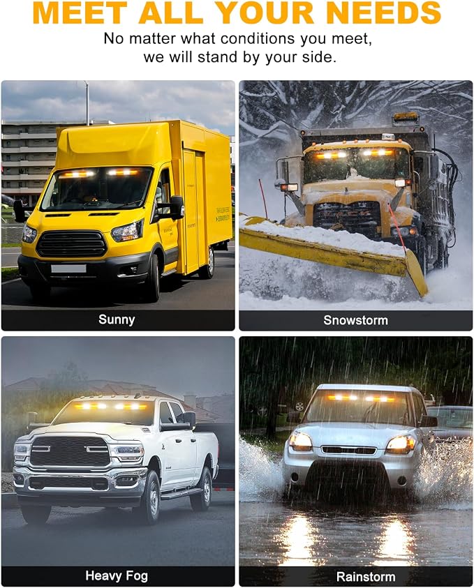 HLauto 6Z4J Emergency Dash Strobe Lights: 2x16.8 inch Amber White Safety Lights - Image 6