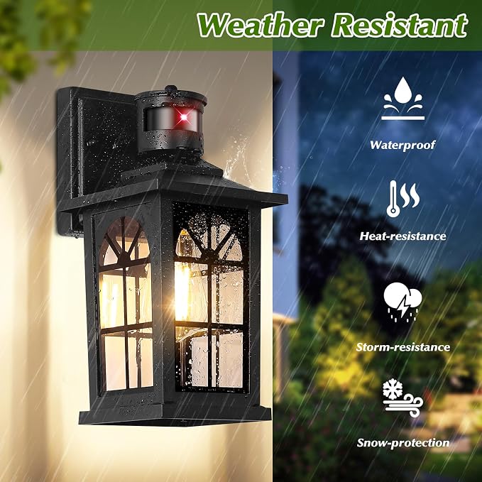 Motion Sensor Outdoor Light Fixture, Dusk to Dawn Porch Light Outdoor Wall - Image 4