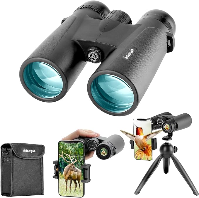Adorrgon 12x42 HD Binoculars for Adults High Powered by Adorrgon