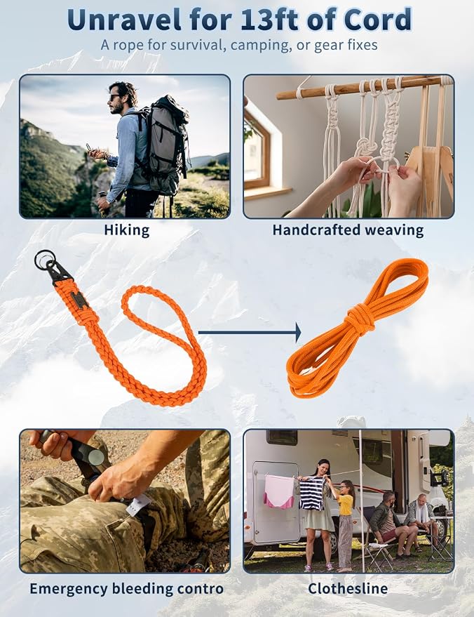 DDOUT Heavy Duty Paracord Lanyard 550 Paracord Braided Keychain - Image 7