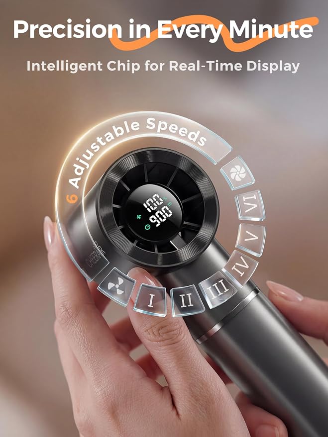 Handheld Portable Fan, 6-Speed Powerful Mini Personal Fan, Rechargeable 5000mAh - Image 4