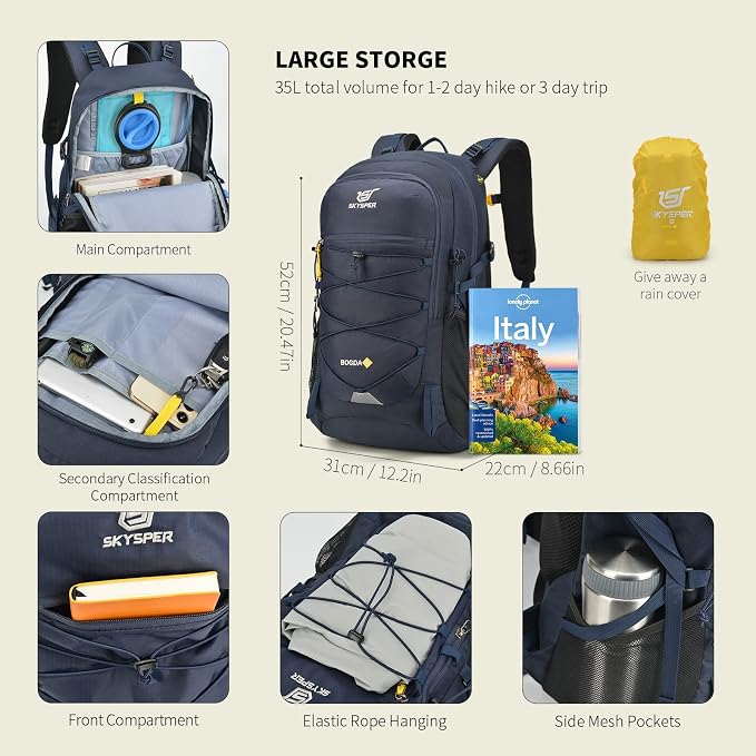 SKYSPER Hiking Backpack for Men Women, 35L Travel Backpack Waterproof Camping - Image 6