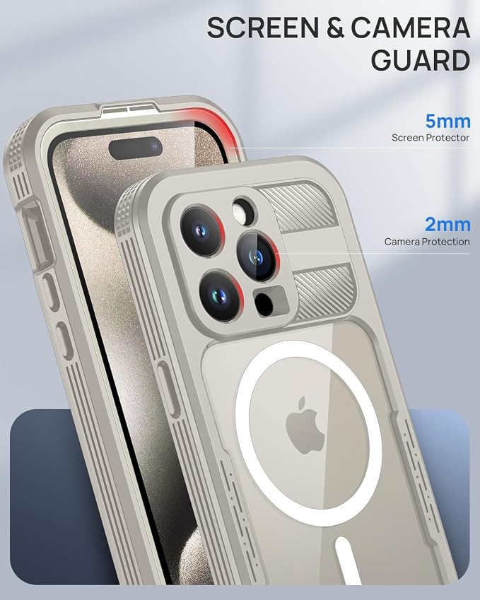 Lanhiem Magnetic for iPhone 15 Pro Case, IP68 Waterproof Dustproof Case - Image 7