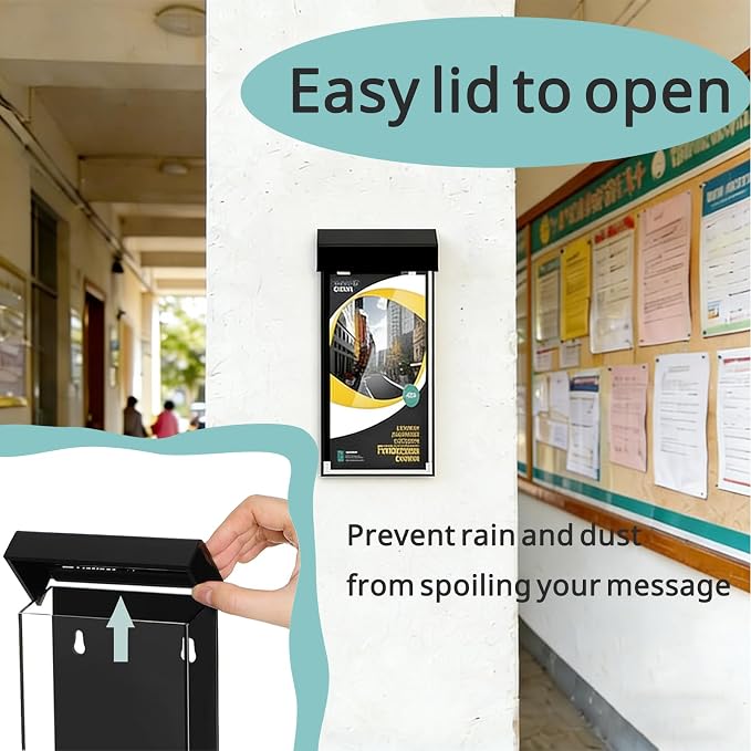 Outdoor Brochure Holder, Pamphlet Holder Wall Mount Waterproof, 4x9 Inch - Image 3