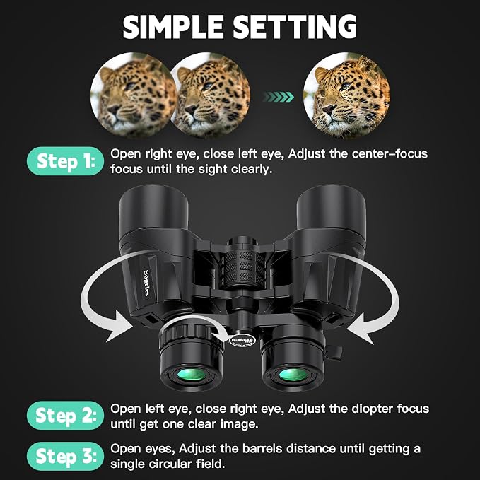 6-16x40 HD Zoom Binoculars for Adults, High Powered, Large View, BAK4 Prism - Image 4