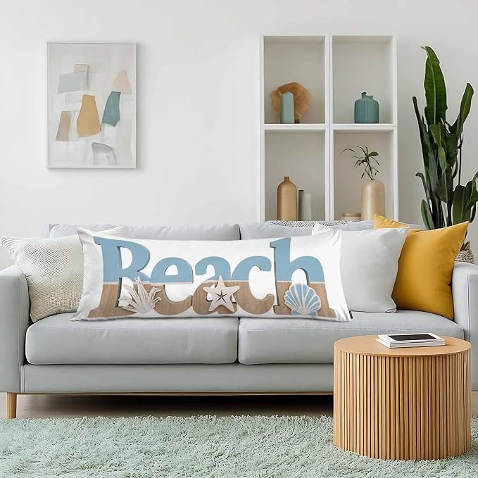 Beach Body Pillow Cover, Decorative Body Pillow Covers Ocean Starfish Seashells - Image 2