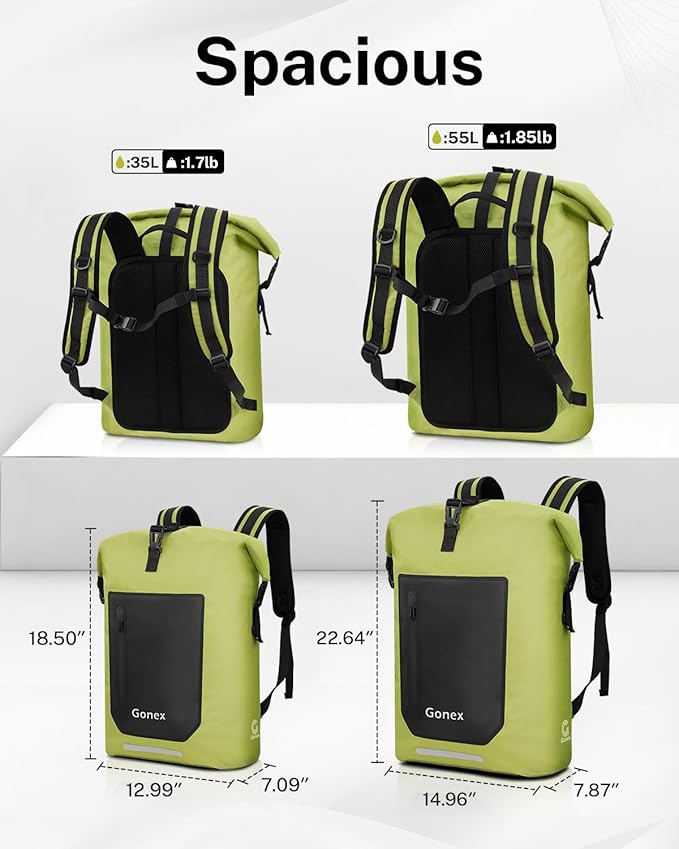 Gonex Ultralight Waterproof TPU Backpack, 55L Roll Top Dry Bag - Image 6