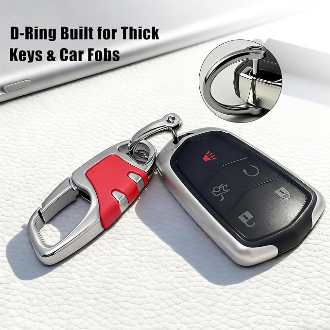 Keychain with Carabiner Clip, 4 Heavy Duty Key Rings and D Ring - Image 2