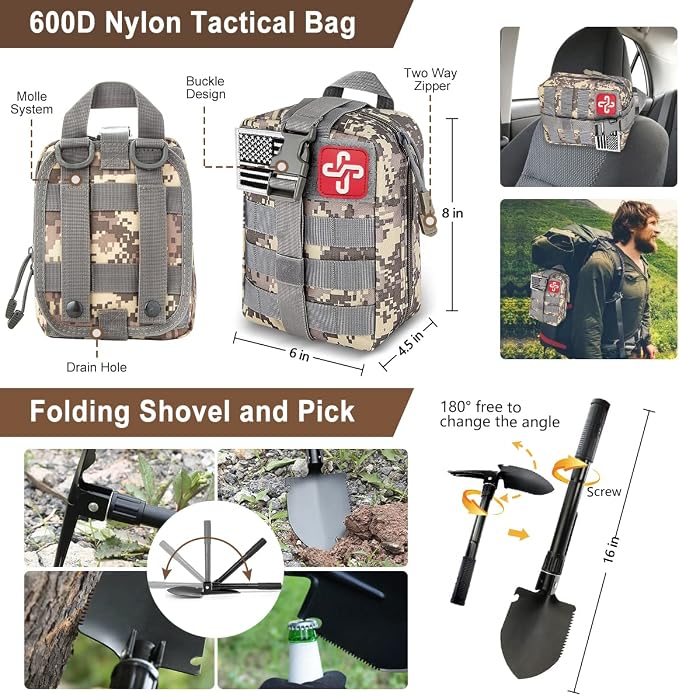 238Pcs Emergency Survival Kit and First Aid Kit, Professional Survival Gear Tool - Image 3