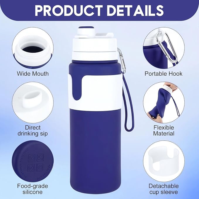 LemonRoad 4 Pcs 26 oz Silicone Collapsible Water Bottle, Portable Foldable - Image 3